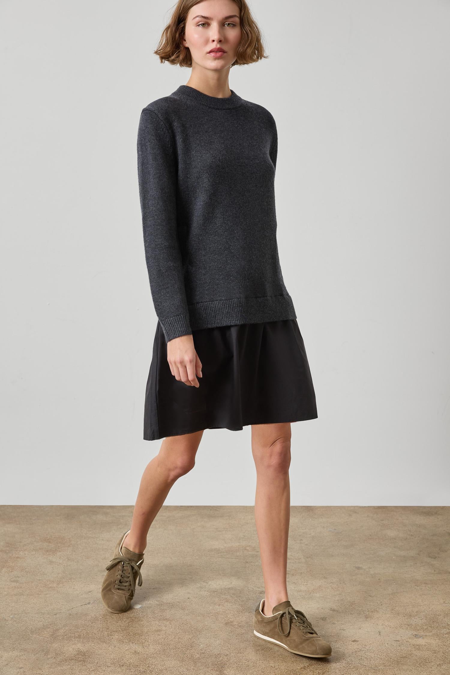 Short Combo Sweater Dress in color Charcoal Image A4