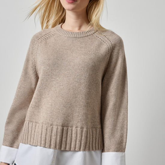Mixed Media Crewneck Sweater Womens Sweater Birch A1