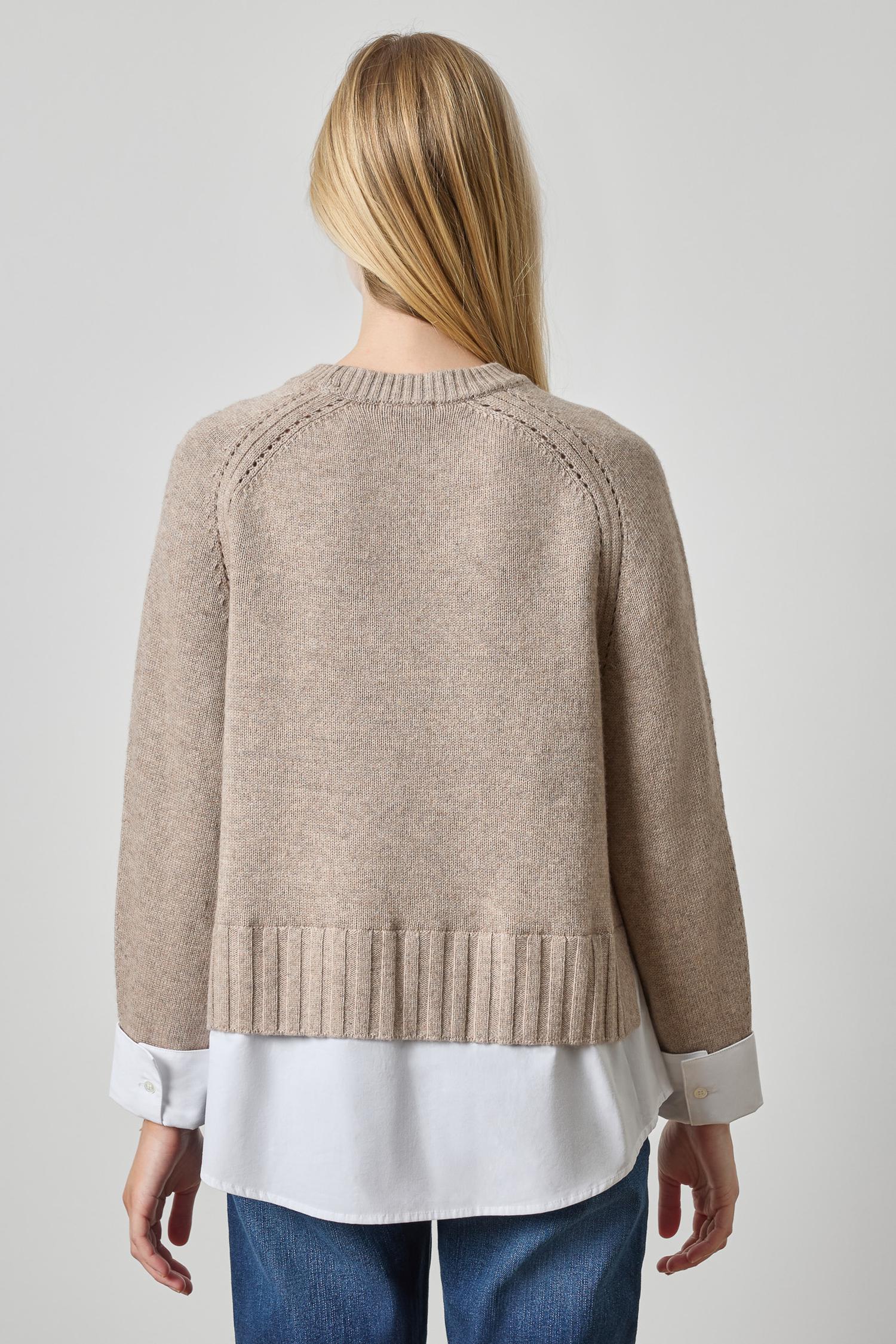 Mixed Media Crewneck Sweater Womens Sweater Birch A2