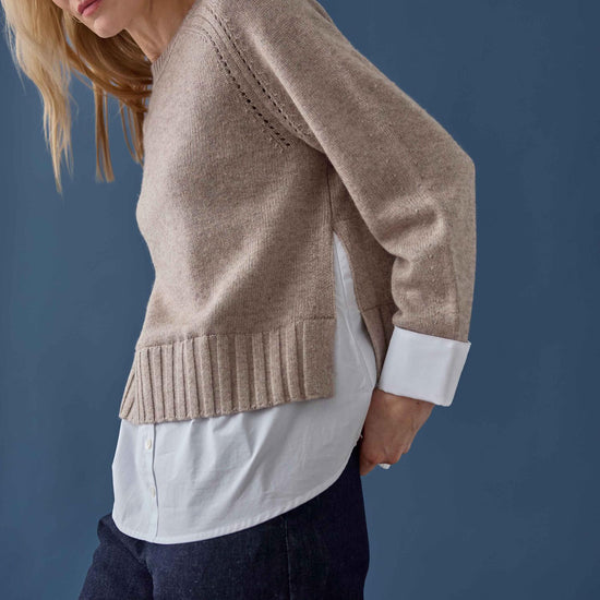 Mixed Media Crewneck Sweater Womens Sweater Birch C1