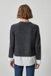 Mixed Media Crewneck Sweater Womens Sweater Charcoal A2