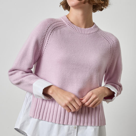 Mixed Media Crewneck Sweater Womens Sweater Sugarplum A1
