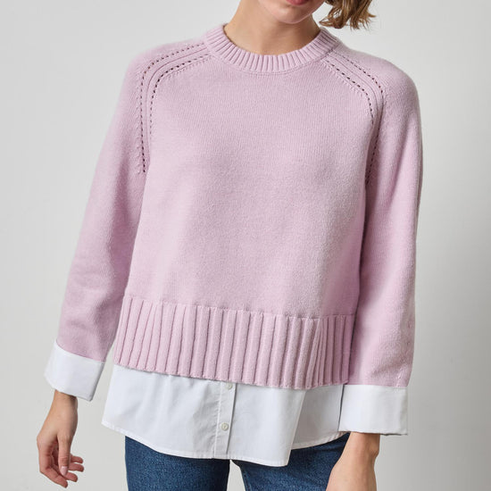 Mixed Media Crewneck Sweater Womens Sweater Sugarplum A3