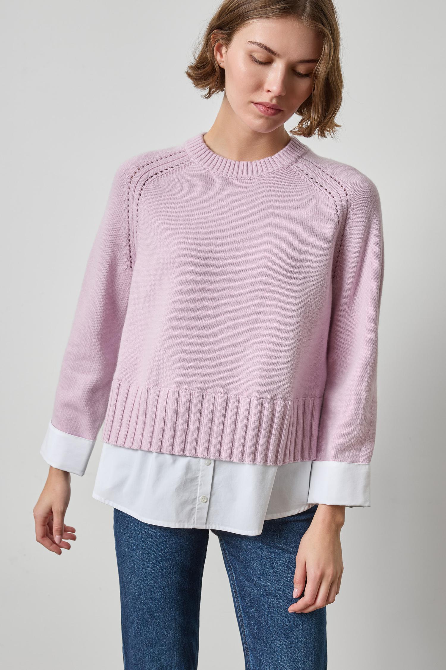 Mixed Media Crewneck Sweater Womens Sweater Sugarplum A3