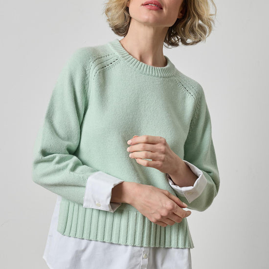 Mixed Media Crewneck Sweater Womens Sweater Winter Mint A1