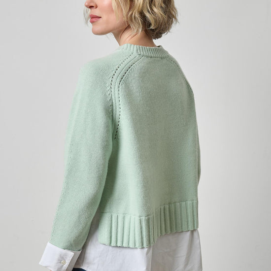 Mixed Media Crewneck Sweater Womens Sweater Winter Mint A3