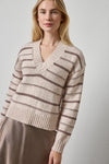 Multi Stripe V-Neck Sweater Womens Sweater Gardenia Stripe A1