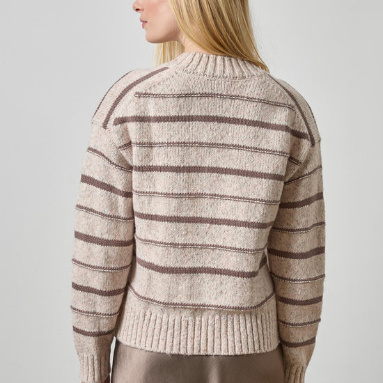 Multi Stripe V-Neck Sweater Womens Sweater Gardenia Stripe A2
