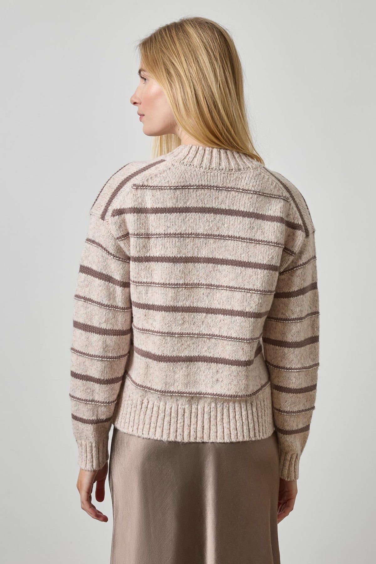 Multi Stripe V-Neck Sweater Womens Sweater Gardenia Stripe A2