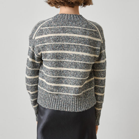 Multi Stripe V-Neck Sweater Womens Sweater Shadow Stripe A2