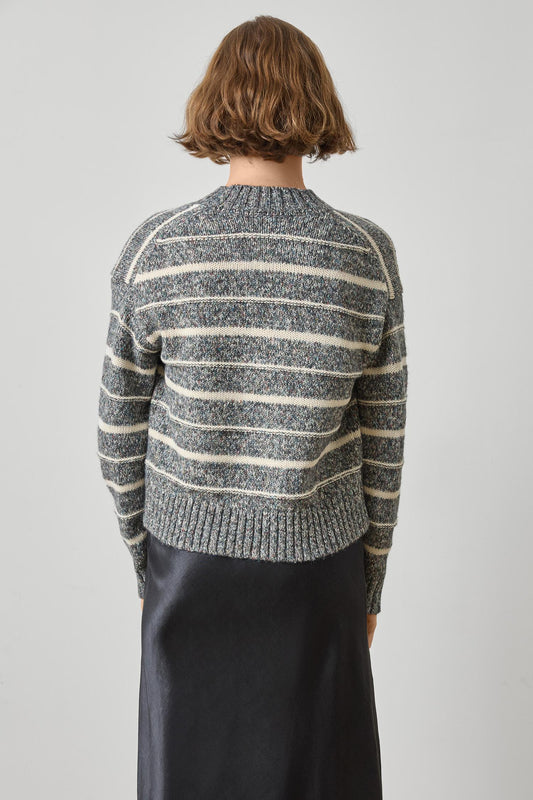 Multi Stripe V-Neck Sweater Womens Sweater Shadow Stripe A2