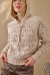 Long Sleeve Hoodie Sweater Womens Sweater Gardenia C1
