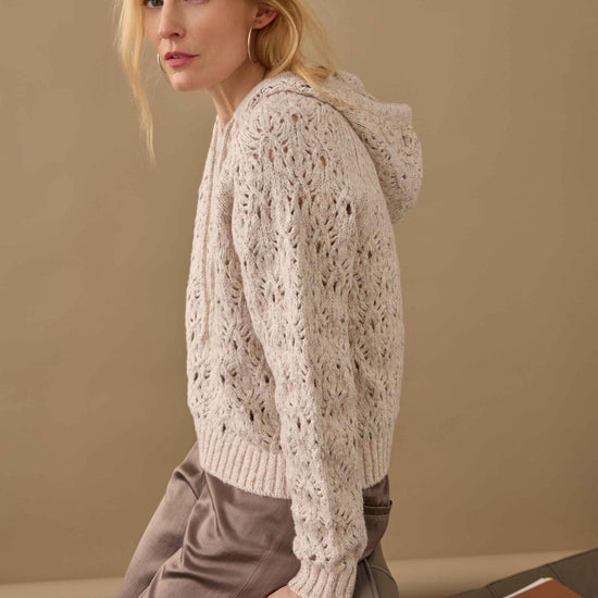Long Sleeve Hoodie Sweater Womens Sweater Gardenia C2