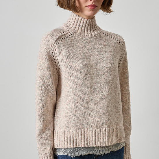 Lace Trim Pullover Sweater Womens Sweater Gardenia A1