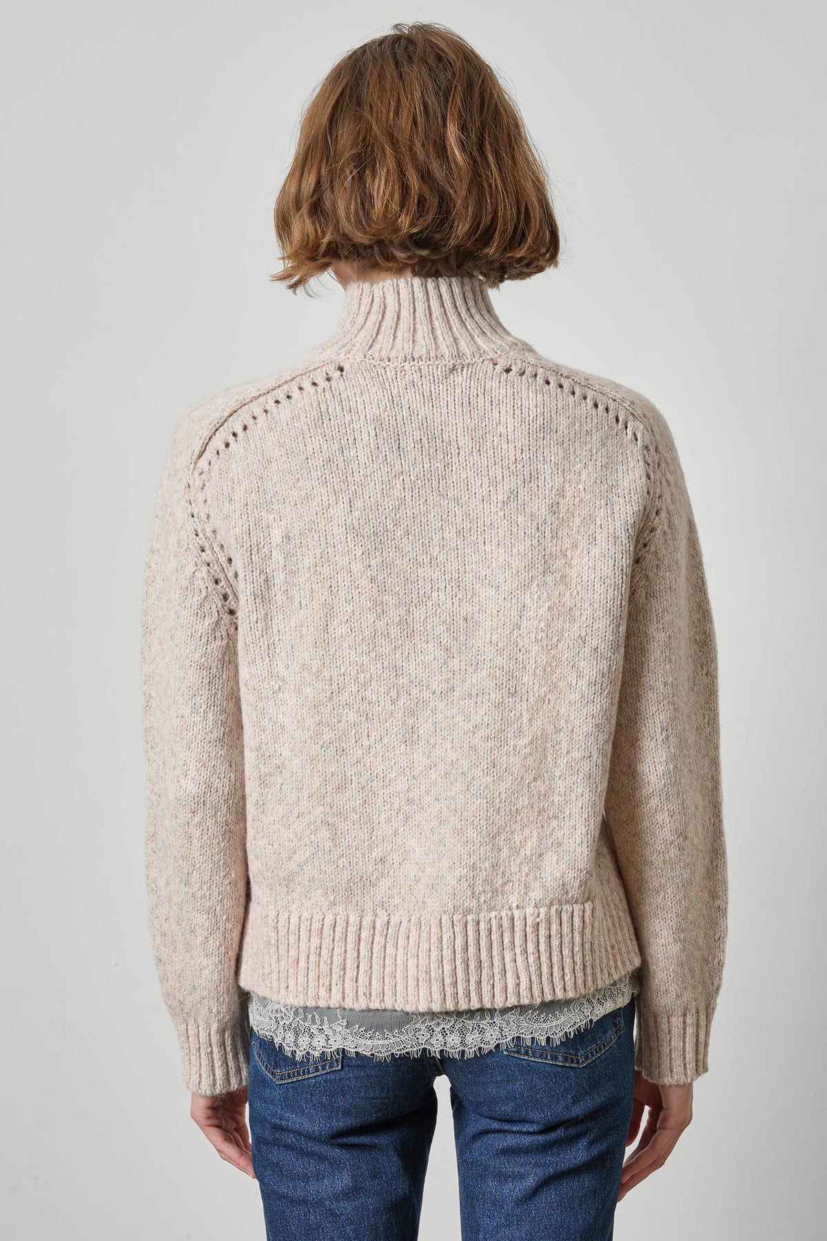 Lace Trim Pullover Sweater Womens Sweater Gardenia A2