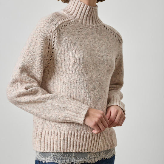 Lace Trim Pullover Sweater Womens Sweater Gardenia A3