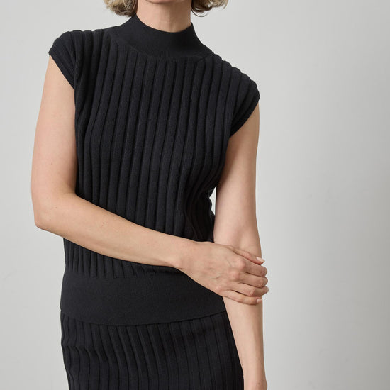 Mock Neck Wedge Sweater Womens Sweater Black A3