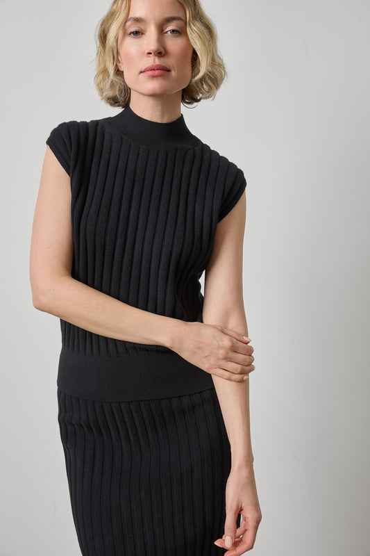 Mock Neck Wedge Sweater Womens Sweater Black A3