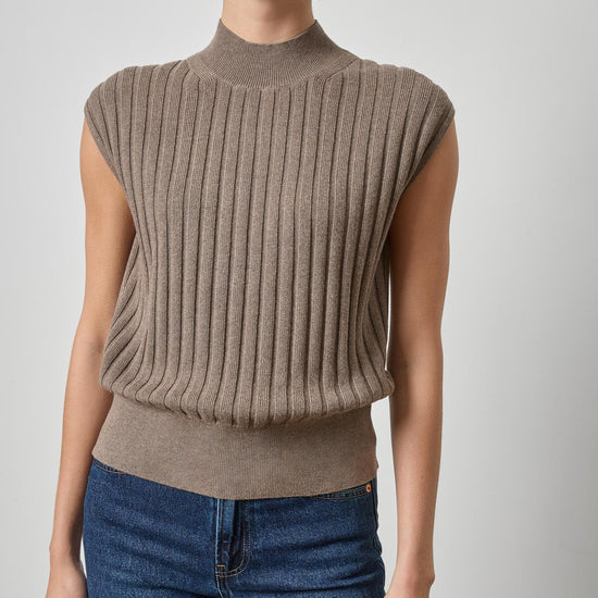 Mock Neck Wedge Sweater Womens Sweater Mink A1