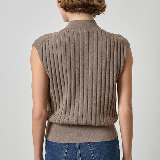 Mock Neck Wedge Sweater Womens Sweater Mink A2