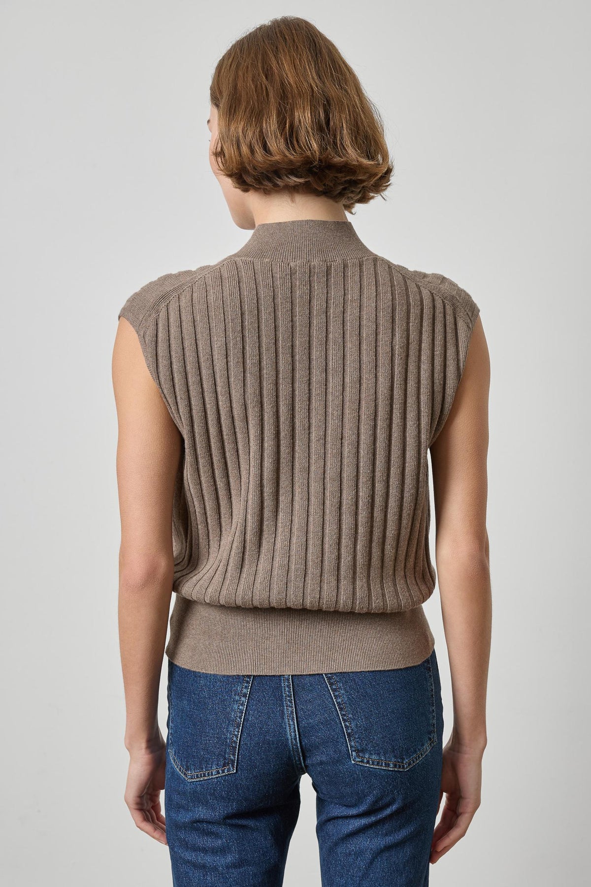 Mock Neck Wedge Sweater Womens Sweater Mink A2