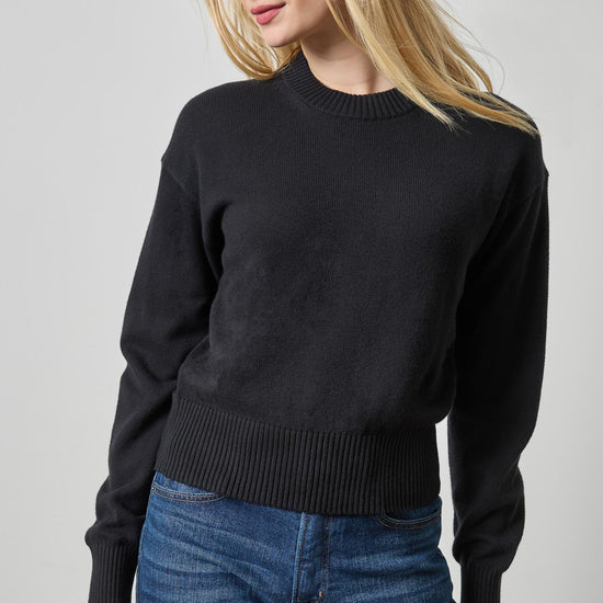 Relaxed Crewneck Sweater Womens Sweater Black A1