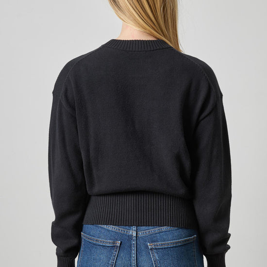 Relaxed Crewneck Sweater Womens Sweater Black A2