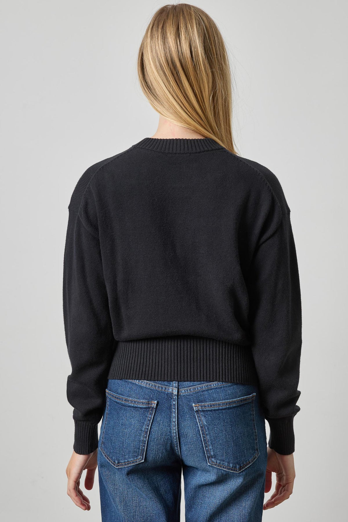 Relaxed Crewneck Sweater Womens Sweater Black A2