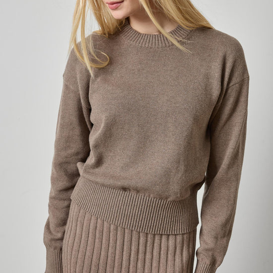 Relaxed Crewneck Sweater Womens Sweater Mink A1