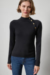 Button Neck Sweater Womens Sweater Black A1