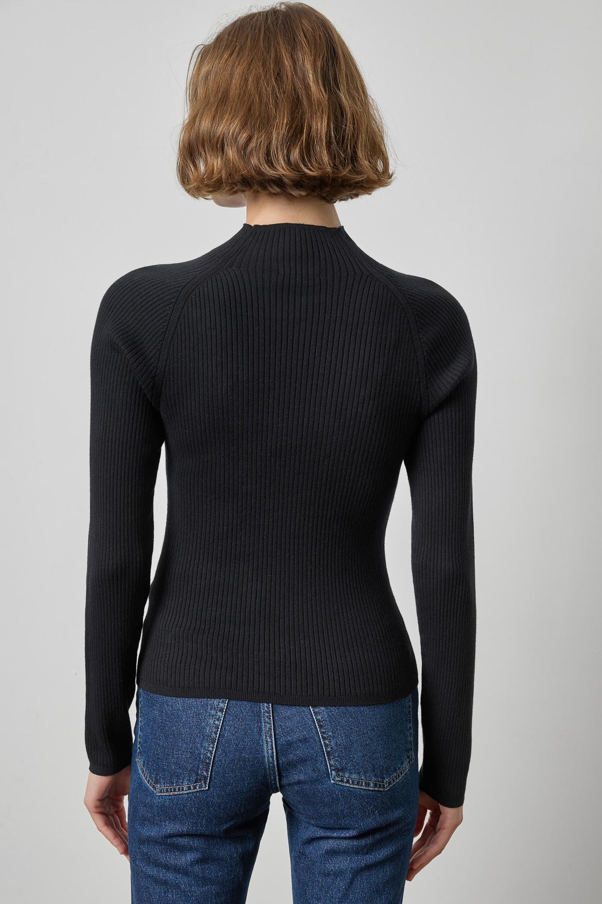 Button Neck Sweater Womens Sweater Black A2