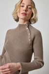 Button Neck Sweater Womens Sweater Mink A1