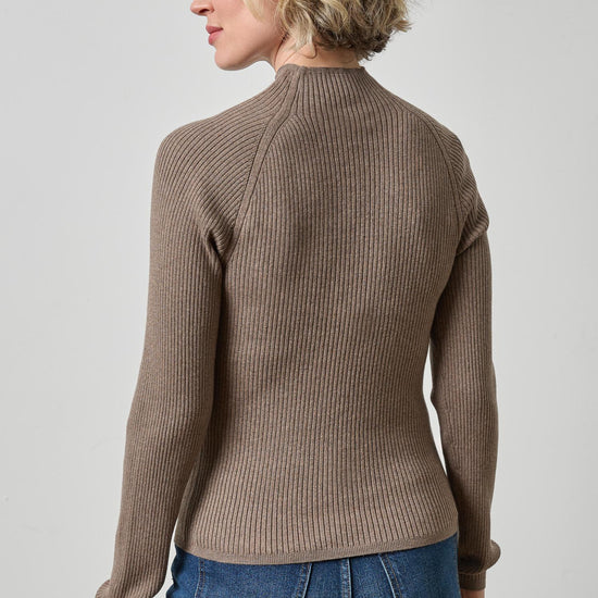 Button Neck Sweater Womens Sweater Mink A2