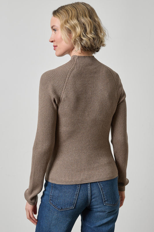 Button Neck Sweater Womens Sweater Mink A2