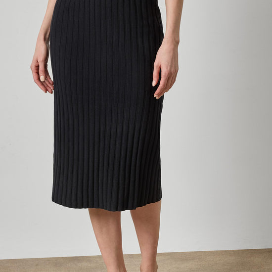 Rib Sweater Skirt Womens Skirt Black A1