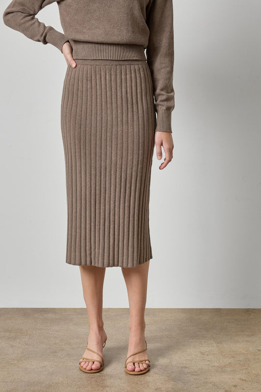 Rib Sweater Skirt Womens Skirt Mink A1