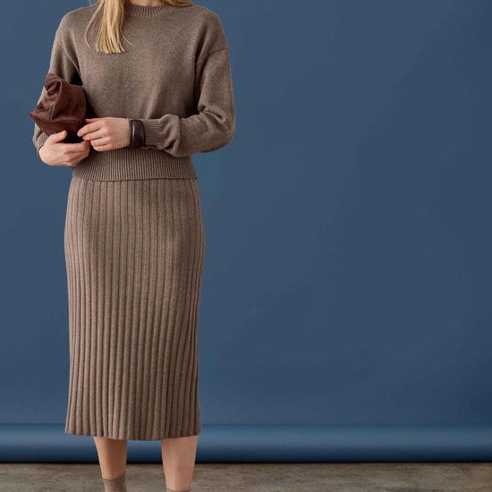 Rib Sweater Skirt Womens Skirt Mink C1