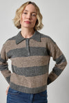 Striped Polo Sweater Womens Sweater Graphite Stripe A1