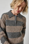 Striped Polo Sweater Womens Sweater Graphite Stripe A3