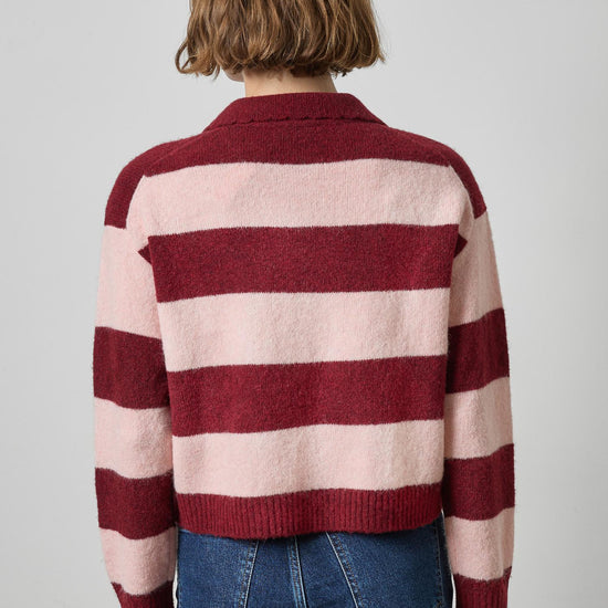 Striped Polo Sweater Womens Sweater Port Stripe A2