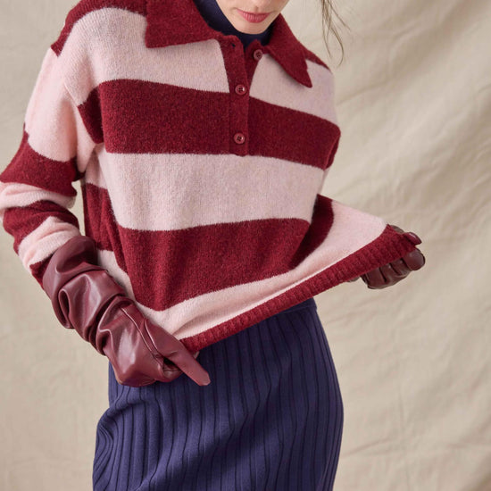 Striped Polo Sweater Womens Sweater Port Stripe C1