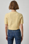 Short Sleeve Crewneck Cardigan Womens Sweater Buttercream A2
