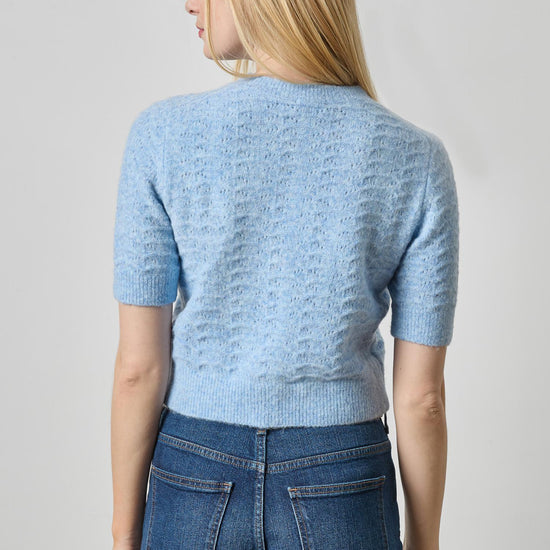 Short Sleeve Crewneck Cardigan Womens Sweater Clearwater A2
