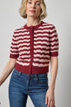Short Sleeve Crewneck Cardigan Womens Sweater Port Stripe A1