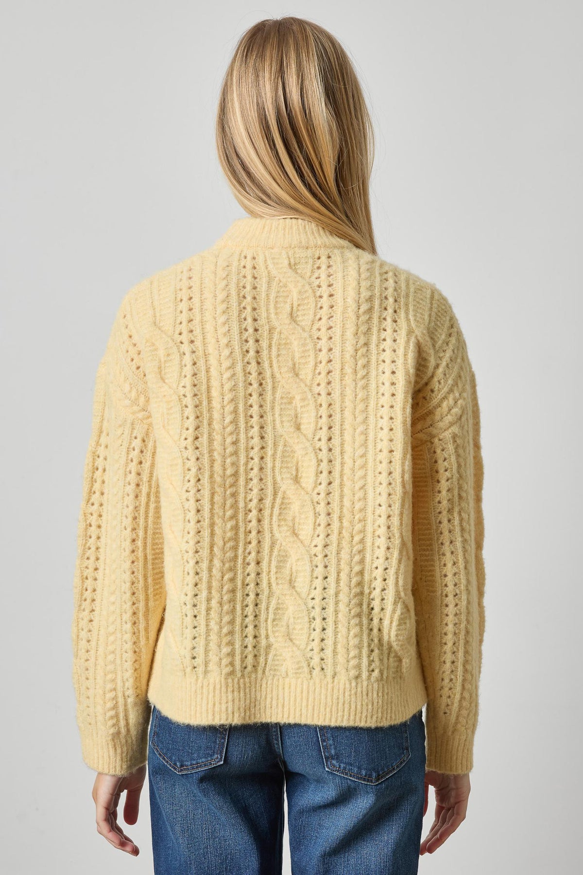 Relaxed Cable Knit Sweater Womens Sweater Buttercream A2