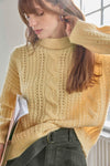 Relaxed Cable Knit Sweater Womens Sweater Buttercream C1