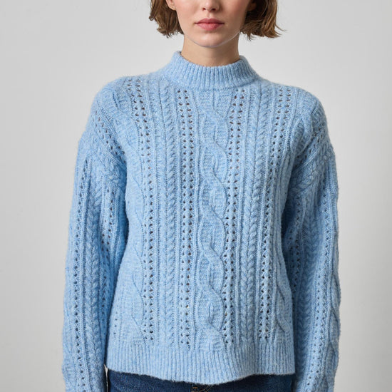 Relaxed Cable Knit Sweater Womens Sweater Clearwater A1