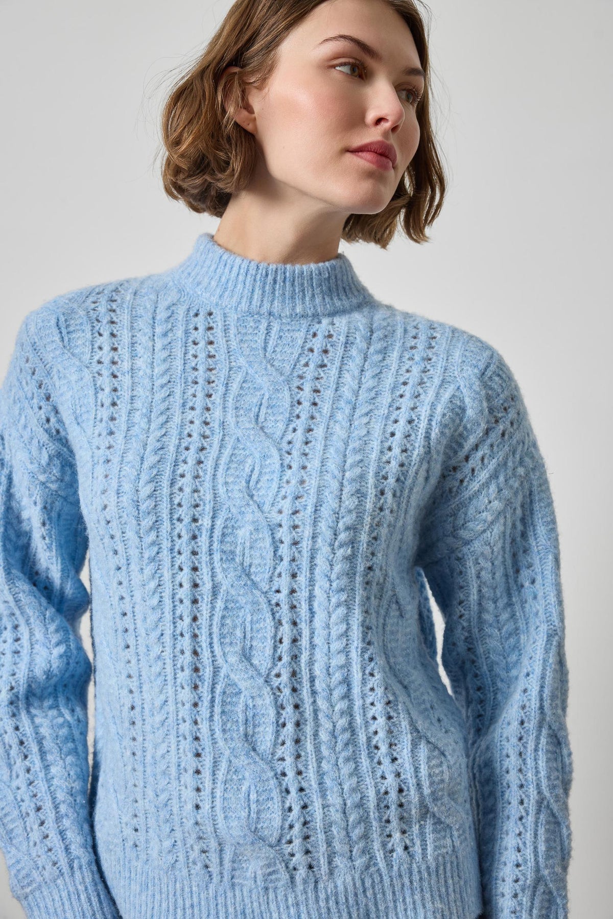 Relaxed Cable Knit Sweater Womens Sweater Clearwater A3