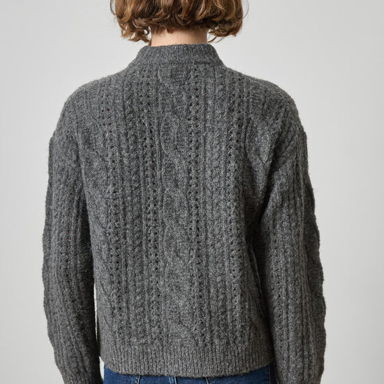 Relaxed Cable Knit Sweater Womens Sweater Graphite A2