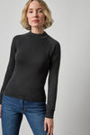 Raglan Long Sleeve Mock Neck Womens Top Black A1